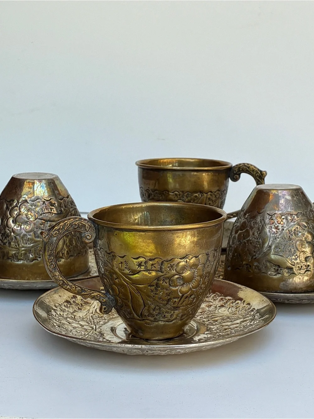 Vintage 16-Pc Solid Brass  Tea/Coffee  Sets Serve for 8